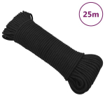 vidaXL paadik&ouml;is, t&auml;ismust, 4 mm, 25 m, pol&uuml;prop&uuml;leen