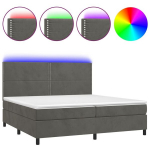 vidaXL kontinentaalvoodi madratsiga ja LED, tumehall, 200x200 cm, samet