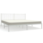 vidaXL metallist voodiraam peatsiga, valge, 193x203 cm