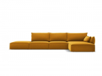 Parempoolne nurgadiivan velvetist Vanda, 5 istekohta, kollane (sinep)