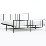 vidaXL metallist voodiraam peatsi ja jalutsiga, must, 193x203 cm