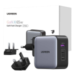 Reisilaadija - UGREEN - Nexode 65W - 3 USB C porta - Rahvusvaheline adapter - Kiire laadimine