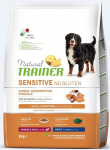 Kuivtoit koertele l&otilde;hega Natural Trainer Sensitive No Gluten keskmist ja suurt t&otilde;ugu koertele, 3 kg
