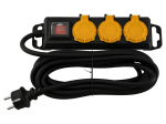 IP44 pistikupesa pikenduskaabel koos l&uuml;litiga 5m - 3 x 230V pistikupesa - must