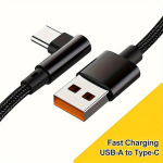 90-kraadine 7A 100W USB-C kaabel Mate60/50/40 Pro kiirlaadimiseks., Juoda