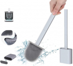 Silikoonist TPR WC-hari ja -hoidik, pika varrega eemaldatav WC-hari, p&otilde;randale/seinale paigaldatav veefiltri alusega, WC-hari v&auml;ikeste ruumide jaoks tualettruumide seina vahel