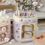 Sanrio Hello Kitty ja S&otilde;brad Suur Mahutavus Laua Korraldaja - Mitmeotstarbeline Pliiatsihoidja Meigipintslitele ja Kontoritarvetele, Sveiki Kitty