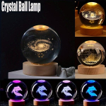 3D Graveeritud Kristallklaasist Pall LED Lamp - USB Laetav Dekoratiivne Valgustus Mitmev&auml;rvilise LEDiga Magamistoa Ja Elutoa Sisekujunduseks, galaktika