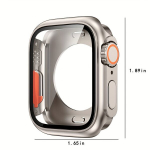 Nutikell 2tk 2-&uuml;hes Kella&uuml;mbrised Apple Watch Seeriale 45mm, K&otilde;va PC Korpus 9H Karastatud Klaas 360&deg; Kaitseks, Sidabras + titanas