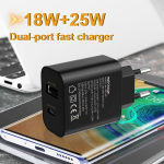 25W USB-C Kahe Pesaga Kiirlaadija iPhone ja Kella jaoks (Must)