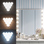 Hollywoodi peegel USB-ga, 2024, 10 pirni, 3 v&auml;rvirežiimi, puutejuhtimine, USB-laadimine