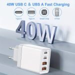 USB C Laadija, 4-Port Kiirlaadija 20W Type C., Juoda
