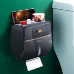 Lihtsalt paigaldatav veekindel tualettpaberihoidja - kahel tasandil, suur maht, puurimiseta.