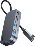 Baseus 6in1 USB Type C multifunktsionaalne jaotur, m&auml;lukaardilugeja (USB 3.0, HDMI, micro SD) Toiteedastus 60 W hall (CAHUB-CWJ0G)
