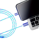 1tk 100.58cm Helendav Kaabel Mobiiltelefoni Laadimiskaabel LED Valgus Micro USB Type C Laadija., Mėlyna