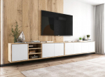 Riputatav TV Kapp Meble Lindner Loft Wotan Tamm Valge Matt 150 cm, 150 x 39 x 35