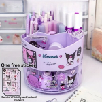 Sanrio Armas Laua Korraldaja - P&ouml;&ouml;rlev Pliiatsitops My Melody & Cinnamoroll Kujundusega, Mitmeosaline Kirjatarvete Hoiukarp Kontoritarvetele, Violetinė Kulomi