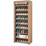 Ruumi s&auml;&auml;stev mitmekihiline jalan&otilde;ude riiul tolmukattega, 10 sluoksnių 9 tinkleliai klasikinė kavos spalva