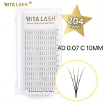 4D 0.07 204 Valet Ripsmed Kitsas Tipud Terav Tip Vol&uuml;&uuml;m Ripsmepikendused, 4D 0,07 C 10MM