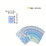 50tk/100tk Taassuletavad Mylar Kotid - 13 Erinevat Suurust Metallist Foolium Holograafiline Pakend., 9x12cm (3,5x4,7 colio)