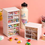 14+ Vanuser&uuml;hma 6-Sahtliga L&auml;bipaistev Plastist Laua Korraldaja Kosmeetika, Ehete ja Kontoritarvete jaoks, Sujuvate T&otilde;mbek&auml;epidemetega, Virnastatav ja Seinale Kinnitatav, Ilma Plaatide v&otilde;i Mosaiikmaterjalita - Beež.