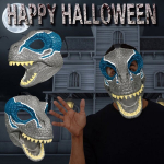 Trendikas Lahe Must T-Rex Lateks Mask Kogu N&auml;o jaoks.