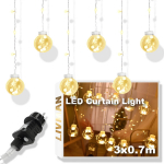 Elektritoitel t&ouml;&ouml;tavad &uuml;marad l&auml;bipaistvad LED-kardinad LIVMAN CY-001, 3x0,7m