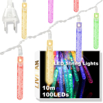 Elektri j&otilde;ul t&ouml;&ouml;tav vihmapiiskakujuline LED-valgustike LIVMAN cxg001, 10m, 100 LED-i, 220V