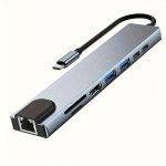 8-in-1 USB C Jaotur 4K HDMI Adapter RJ45 SD/TF Kiire Laadimine Sobib S&uuml;learvutitele