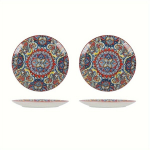 2tk Boho Keraamiline Taldrikukomplekt L&auml;&auml;ne &Otilde;htus&ouml;&ouml;gi Taldrik., &bdquo;Bohemian Red&ldquo; dvi lėk&scaron;tės (20,32 cm + 20,32 cm)