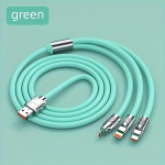 1tk Uus Kaasaskantav Kiirlaadimise USB Kaabel, V&auml;rvikas 3 &Uuml;hes Andmekaabel iPhone/Android Телефон., Žalias
