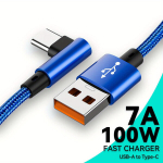 90 Kraadi USB C Kaabel Kiire Laadimine, Mėlyna