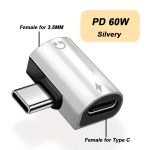 PD 60W 2-&uuml;hes USB-C k&otilde;rvaklapi ja kaabli adapter.