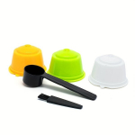 3tk Dolce Gusto Kohvi Filter Korduvkasutatav Kapslid Lusikaga Harjaga, Geltona+žalia+balta