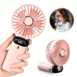Kaasaskantav K&auml;eshoitav Kaela Ventilaator Aroomiteraapia Digiekraaniga 5 Kiirusega 90&deg; Reguleeritav Laetav., rožinis