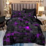2/3tk Mood Trend Tekkikatte Komplekt, Punane, Oranž, Sinine Ruuduline Voodipesu Komplekt, Violetinė