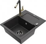 Graniidist k&ouml;&ouml;givalamu Mexen Enzo koos segisti ja sifooniga, Black granite+Black/Gold