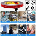 Klijai, 3M VHB dvipusė juosta: 3m x 10mm, must, vastupidav vandeniui, k&otilde;rge temperatuur, viduje / lauke