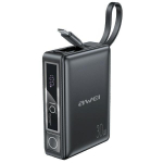 Akupank AWEI PowerBank z wbudowanym kablem P87K 10000mAh czarny|black 30W