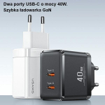 USAMS Ład. siec. 2xUSB-C T54 40W (only head) PD Fast Charging biały|white CC172TC02 (US-CC172)