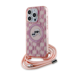 Karl Lagerfeld KLHMP15LHCKCKLCP iPhone 15 Pro 6.1" r&oacute;żowy|pink hardcase IML Crossbody Monogram Karl & Choupette Head MagSafe