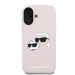 Karl Lagerfeldi silikoonist &uuml;mbris peade mustriga, MagSafe, iPhone 16, roosa