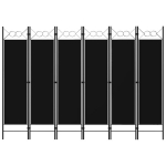 vidaXL 6 paneeliga ruumijagaja, must, 240 x 180 cm