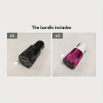 USB Autolaadija PD Kiirlaadimisega Mobiiltelefonidele - LED Atmosf&auml;&auml;rivalgus, &Uuml;hildub iPhone, Samsung, Android, Xiaomi ja Teistele, Juoda*2 + Rose Red*2