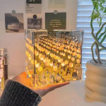 (A-Blue) DIY Tulip Night Light LED dekoratiivne &ouml;&ouml;lamp Magic Cube laualamp ja peegel 2-&uuml;hes s&uuml;nnip&auml;evakingituseks ja j&otilde;ulukingituseks, (A-mėlyna)