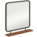 HOMCOM seinapeegel 55 x 55,5 cm puidust riiuliga, ristk&uuml;likukujuline peegel, dekoratiivne peegel magamistuppa, vannituppa, must, Juoda