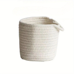 Puuvillane L&otilde;ngast Punutud Korv - Riputatav V&otilde;tmehoidja Elutuppa ja Lauale , Baltas