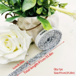 0.91m Isekleepuv Kristall Rhinestone Lint DIY Kleebised K&auml;sit&ouml;&ouml;ks, Sidabrinis