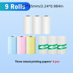 T&auml;iskomplekt 9 Rulli Mini Printeri Termokleeps Erikujuline Isekleepuv Paber 57mm , 9 rulonai mi&scaron;rus terminis popierius