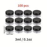 plasttopsid, 100 tk, 3 ml/0,1 uncijos juodas dangtelis
